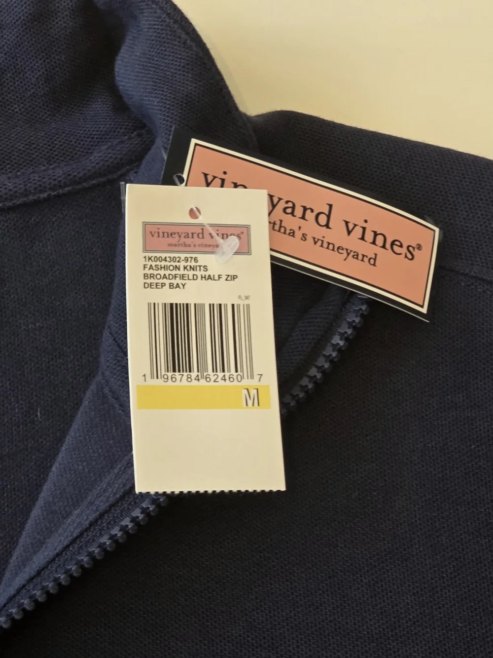 NWT Vineyard Vines Broadsfield Men's Med Navy Half-Zip Pullover